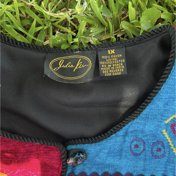 Vintage Funky Embroidered Patchwork Button Up Jacket - Picture 7 of 7